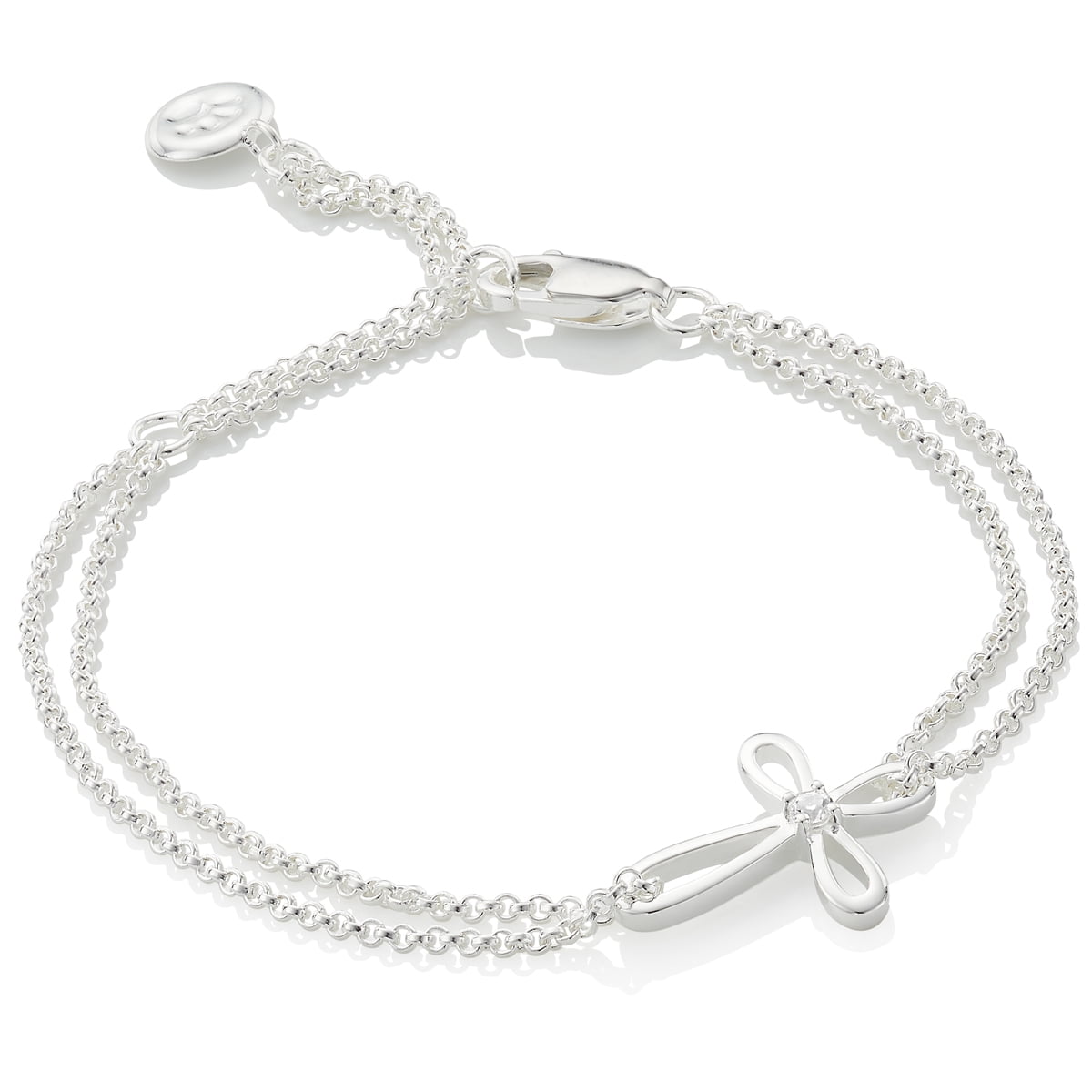 Molly B London Girl's Sterling Silver Diamond Cross Bracelet for Baptism, Quinceañera and First Communion Gift