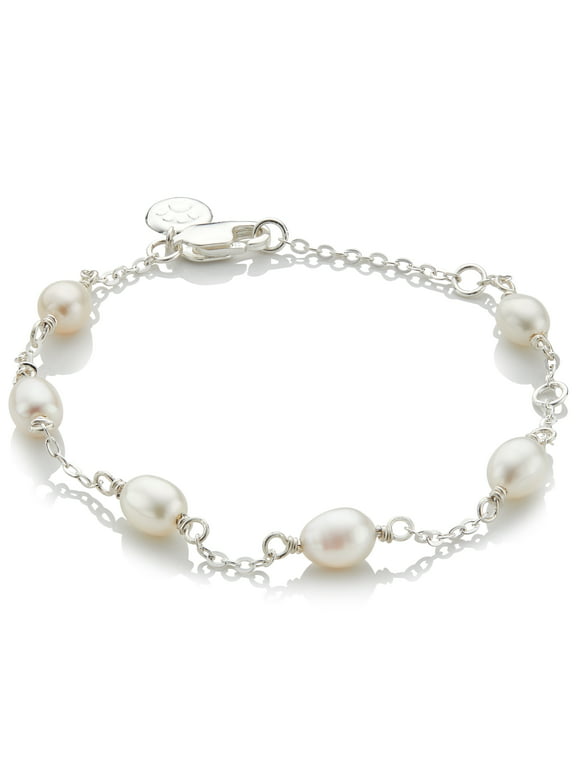 Molly B London Girl's Sterling Silver Pearl Bracelet for Baptism, Quinceañera and First Communion Gift