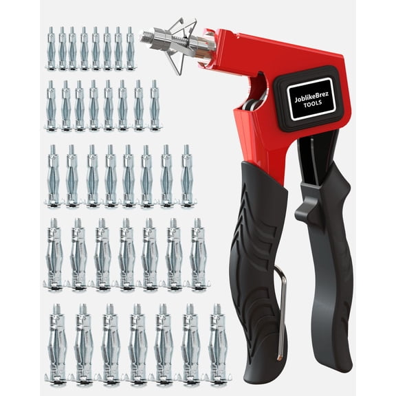 Molly Bolts For Drywall Plaster Walls (0.12"-1.28"), 36PCS In 5 Sizes, Heavy Duty Hollow Wall Anchors With Setting Tool, Holds Up To 55lbs For TV, Curtain Rods, Mirrors, Towel Racks (Red)