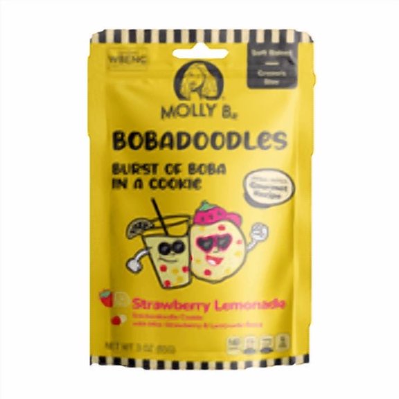 Molly Bz Strawberry Lemonade Bobadoodles - Mini Shortbread Cookies with Boba (6 pack)
