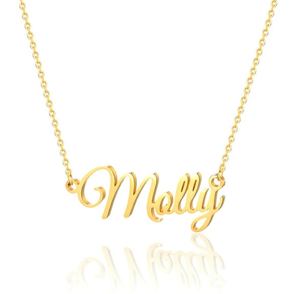 Molly Name Necklace Personalized, Gold Plated Custom Name Necklace Charm Jewelry Gift for Women