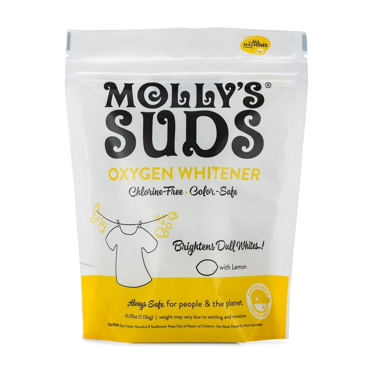 Molly's Suds Natural Oxygen Whitener | Natural Bleach Alternative Plant-Derived Ingredients | Whitens Brights and Brightens Colors | Pure Lemon