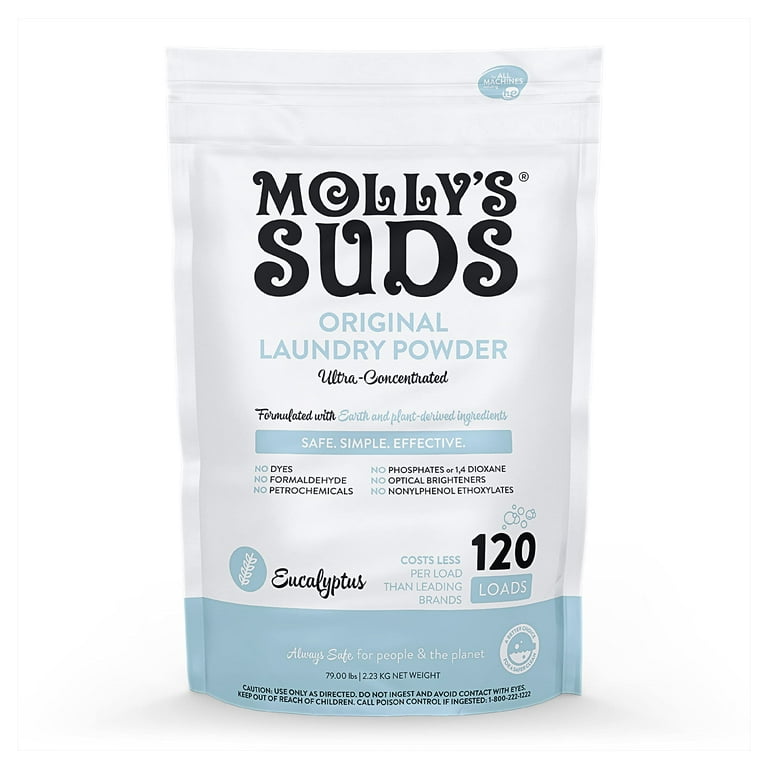 Molly's Suds Original Laundry Detergent Powder, Natural Laundry Detergent  Powder for Sensitive Skin, Earth-Derived Ingredients, Stain Fighting