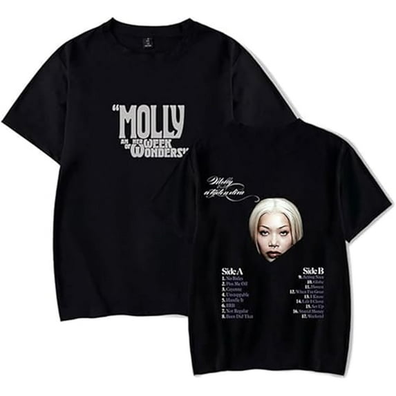 Molly Santana 2025 New Album T-shirt Classic Print Short-sleeved Men's And Women's Hip-hop Top