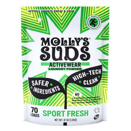 Molly's Suds Active Wear Laundry Detergent | Extra Strength Sport Laundry Powder, Stain Fighting for Performance Fabrics and Sensitive Skin | 70 Loads
