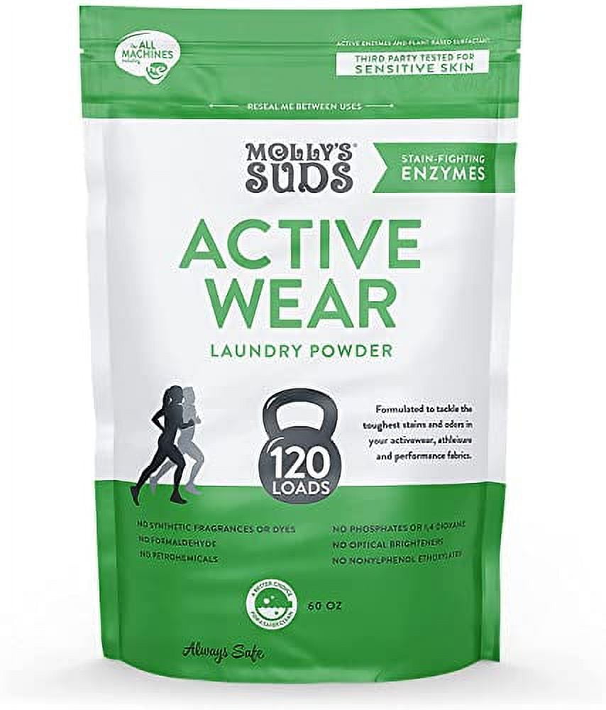 Molly's Suds Active Wear Laundry Detergent, Natural Extra Strength Laundry  Powder, Stain Fighting for Performance Fabrics and Sensitive Skin