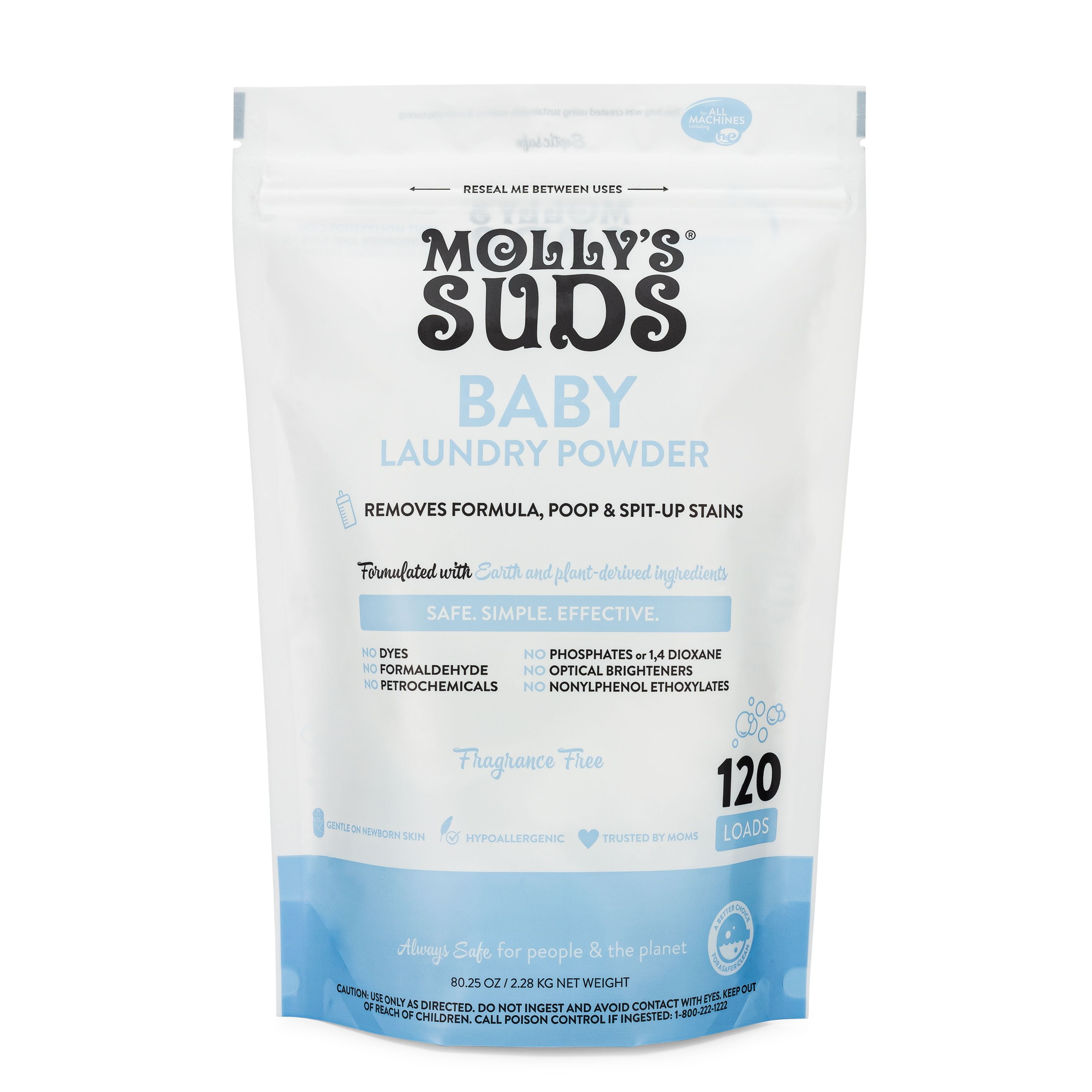 Molly's Suds Baby Laundry Detergent Powder Removes Formula, Poop