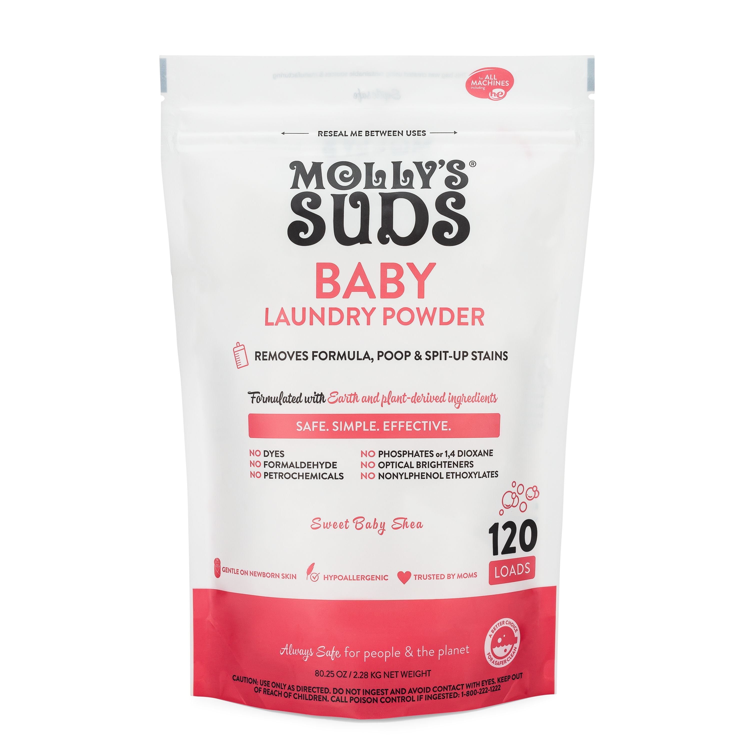 Molly's Suds Baby Laundry Detergent Powder Removes Formula, Poop