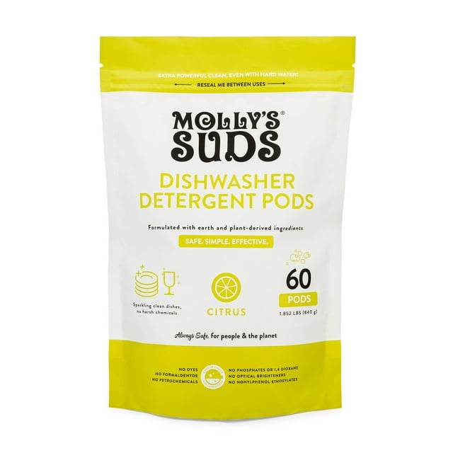 Molly's Suds Dishwasher Pods Natural Dishwasher Detergent, Cuts