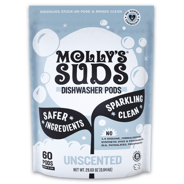 Molly's Suds Dishwasher Pods Natural Dishwasher Detergent, Cuts