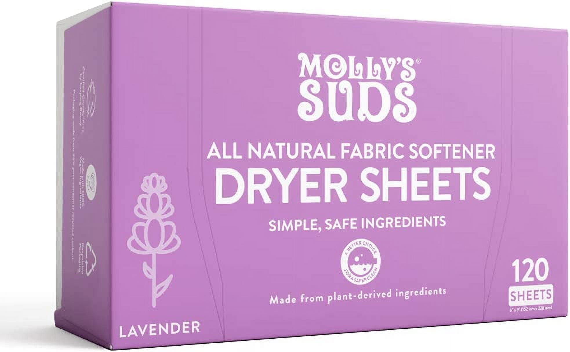 Molly's Suds Fabric Softener Dryer Sheets for Sensitive Skin Plant