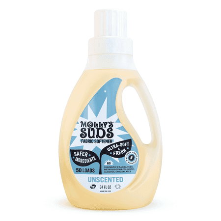 Molly’s Suds Fabric Softener Liquid for Sensitive Skin | Vinegar-Powered | Unscented, 50 Loads