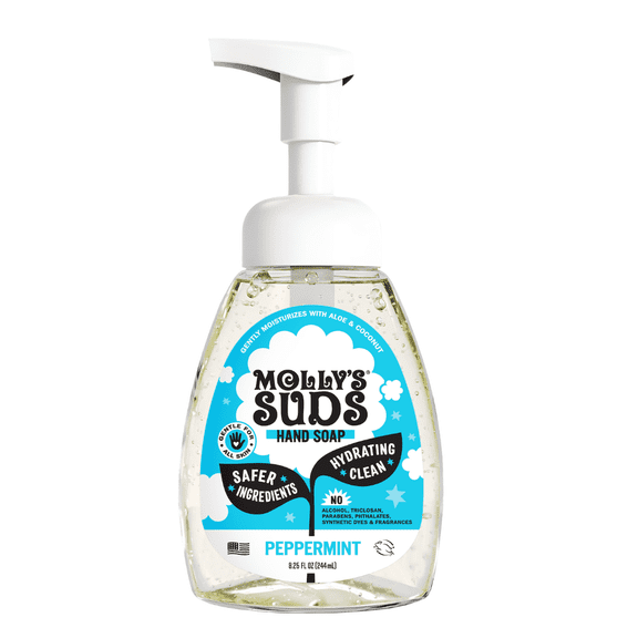 Molly's Suds Foaming Hand Soap - Made with Aloe and Coconut Oil | Moisturizing and Infused with Essential Oils | Peppermint