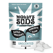 Mollys Suds Laundry Detergent Pods, Gentle for Sensitive Skin, Ultra Concentrated and Stain Fighting, 60 Count Unscented