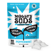 Molly's Suds Laundry Detergent Pods | Natural Detergent for Sensitive Skin | Ultra Concentrated and Stain Fighting | Peppermint - 60 Count