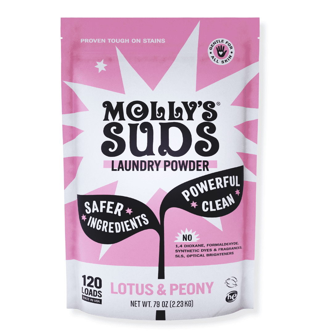 Molly's Suds Laundry Detergent Powder | Gentle for Sensitive Skin | Earth-Derived Ingredients | 120 Loads (Lotus & Peony)