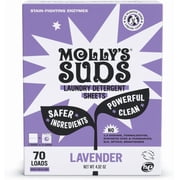 Molly s Suds Laundry Detergent Sheets | Gentle on Sensitive Skin, Stain-Fighting | Liquidless & Plastic-Free Packaging | 70 Loads Lavender