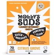 Molly s Suds Laundry Detergent Sheets | Gentle on Sensitive Skin, Stain-Fighting | Liquidless & Plastic-Free Packaging | 70 Loads Citrus Grove
