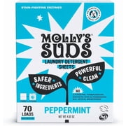 Molly’s Suds Laundry Detergent Sheets | Gentle on Sensitive Skin, Stain-Fighting | Liquidless & Plastic-Free Packaging | 70 Loads (Peppermint)