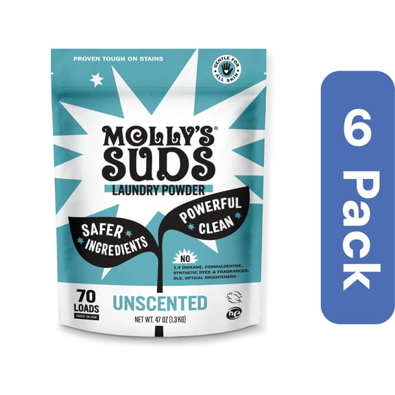Molly's Suds Laundry Powder Unscented 70 Loads 47 Ounce (Pack Of 6)