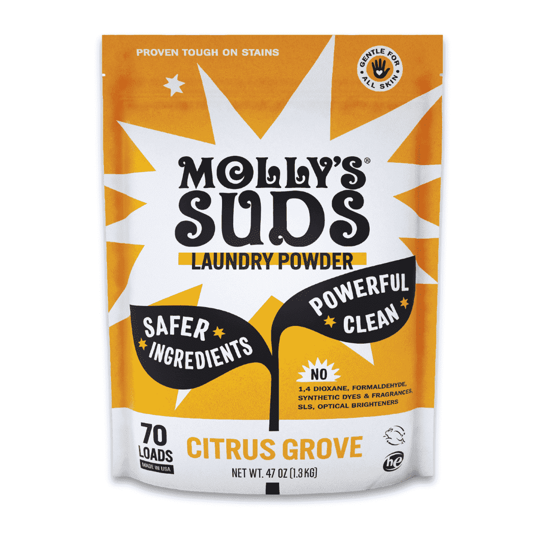 Molly's Suds Original Laundry Detergent Powder | Gentle for Sensitive Skin, Stain Fighting | 70 Loads (Citrus Grove)