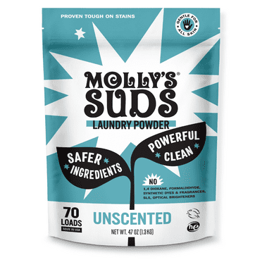 Molly's Suds Unscented Laundry Detergent Powder, 70 Loads, Natural Laundry Soap for Sensitive Skin