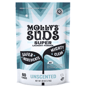 Molly's Suds Unscented Super Powder Detergent | Natural Extra Strength Laundry Soap, Stain Fighting | Sensitive Skin | Earth Derived Ingredients | 60 Loads