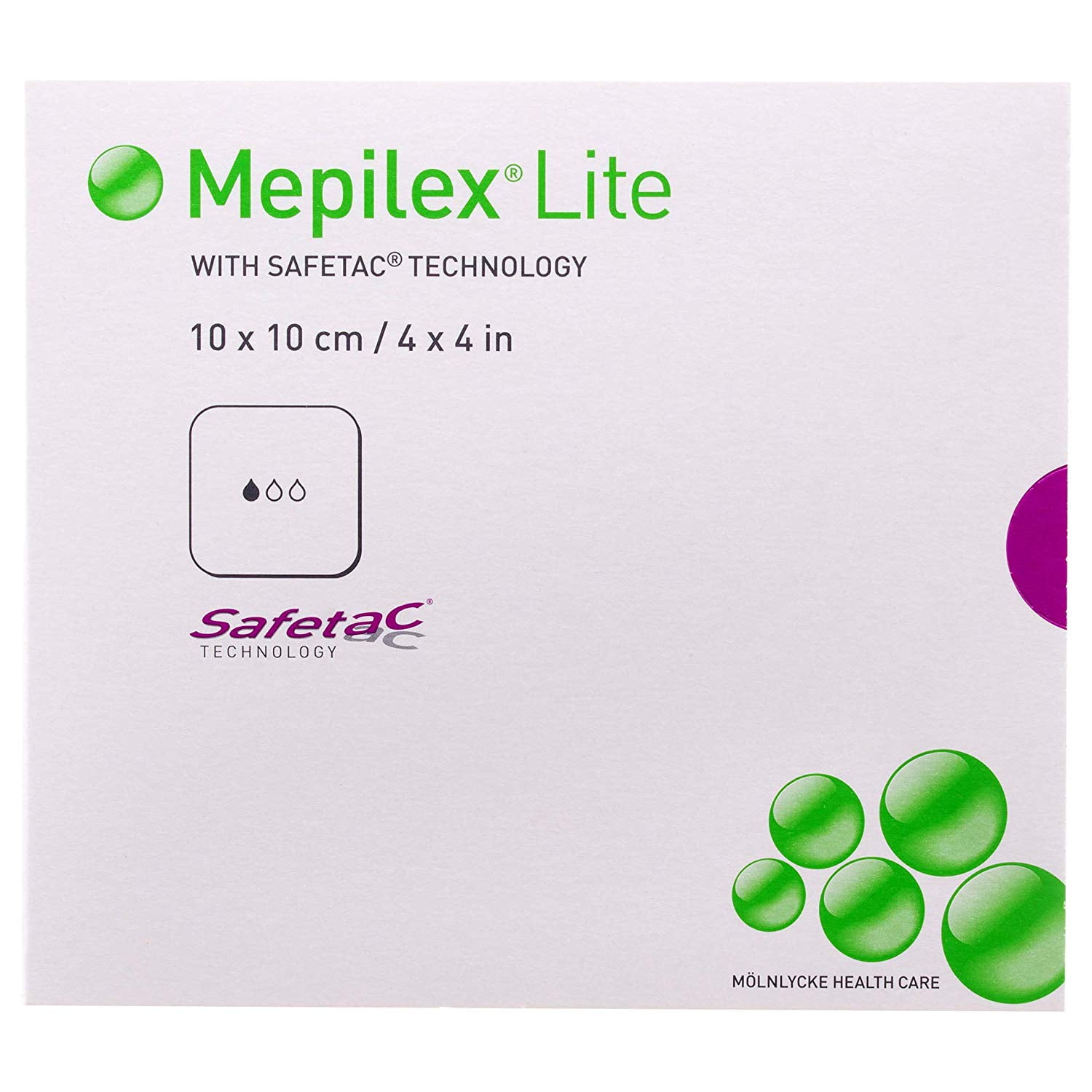 Molnlycke 284190 Mepilex Lite Silicone Foam Dressing Without Border 4 in. x 4 in. (Each)