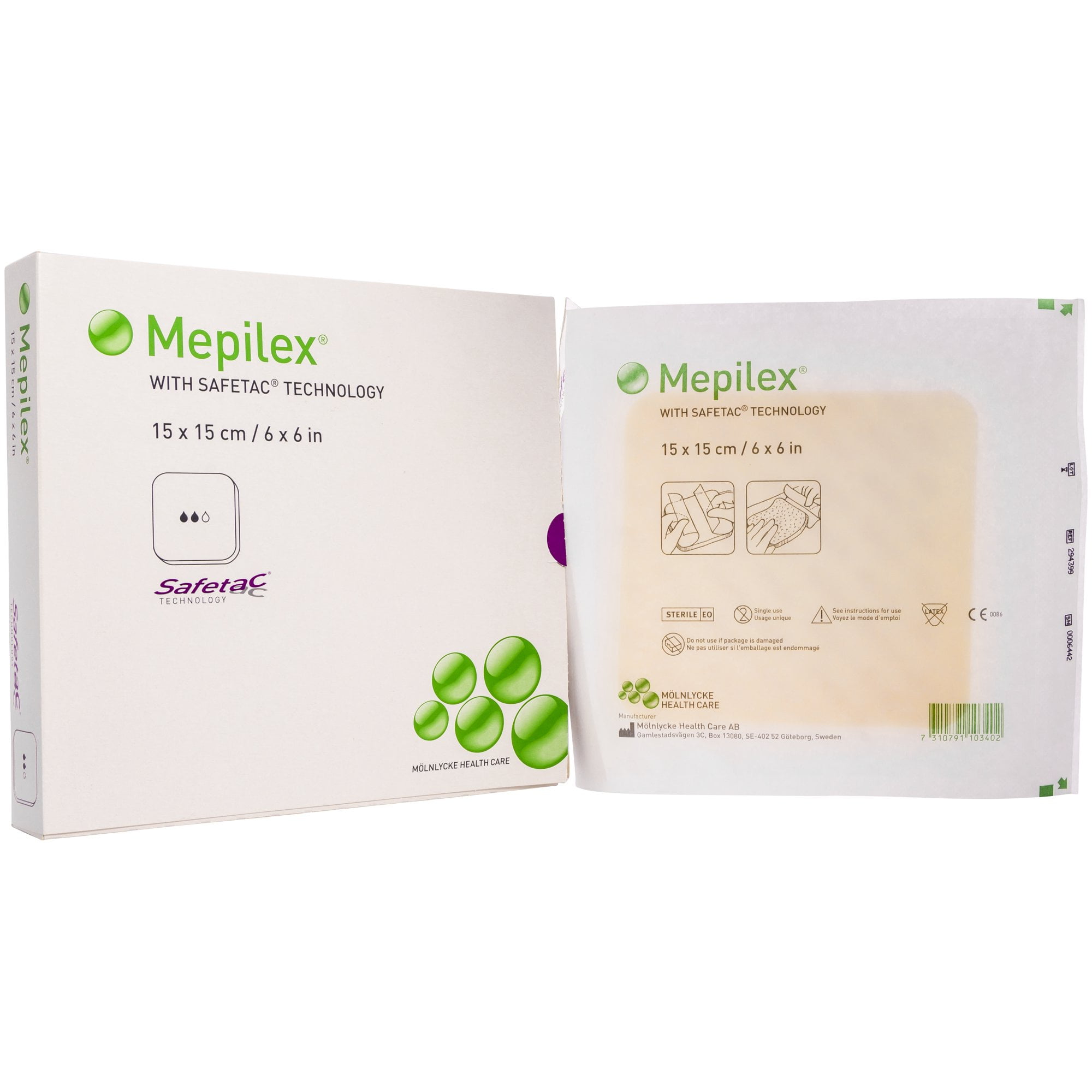 Molnlycke 294399 Mepilex SelfAdherent Silicone Foam Dressing 6" x 6