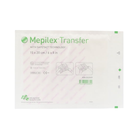 Molnlycke Mepilex Transfer Foam Dressing First Aid Gauze Pads 6" x 8"