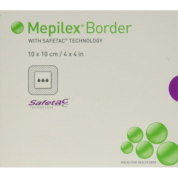 Molnlycke 295300 Mepilex Border Foam Dressing 4" x 4" - Box of 5 Dressings