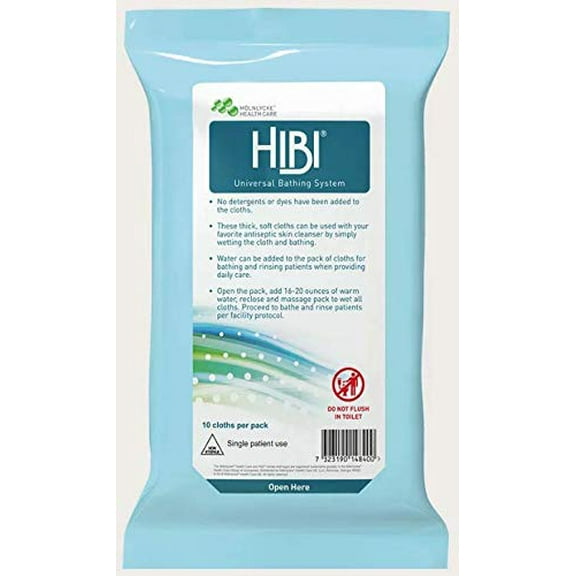 Molnlycke Hibi Universal Bathing System Cloths - Adult Whole Body Cleaning Disposable Waterproof Wipes - For Convenient Hygiene & Cleanliness - Hypoallergenic Ultrasoft Washcloths - 10pcs - Pack of 1