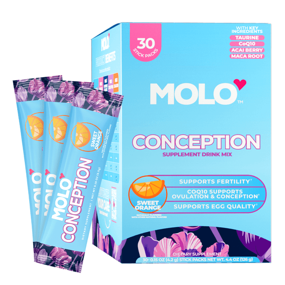 Molo Conception Supplement Drink Mix, Supports Fertility & Egg Quality Support, Sweet Orange, 30 Pack