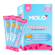 MOLO Prenatal Vitamins – Fertility Support with CoQ10 & DHA – 30 Stick Packs, Sweet Orange