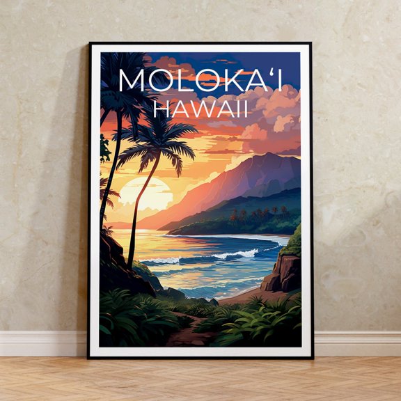 Molokaâ˜I Travel Poster Hawaii Wall Art Hawaii Print Molokaâ˜I Poster Hawaii Poster Molokai Poster Molokaâ˜I Art Molokaâ˜I Print