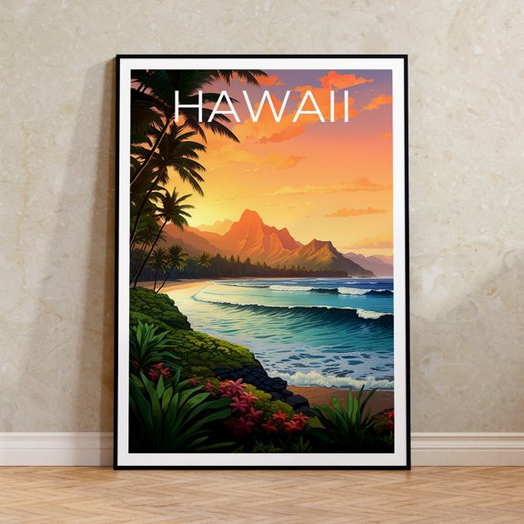 Molokai Hawaii Island Travel Wall Art Decor Unframed Paper Print