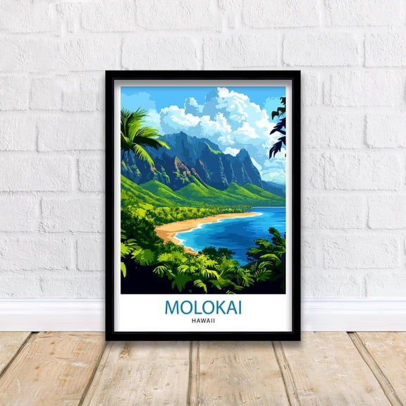 Molokai Hawaii Travel Print Wall Decor Wall Art Molokai Wall Hanging Home Décor Molokai Gift Art Lovers Hawaiian Art Lover Gift Print Art, Poster Only