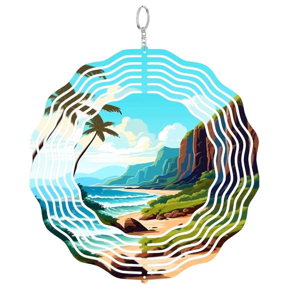 Molokai Island Cliffs 3D Wind Spinner Hawaii Nature Yard Art