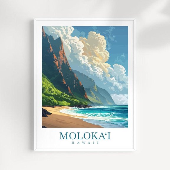 Molokai Travel Hawaii Poster, Travel Inspired Home, Office And Gallery Wall Decor