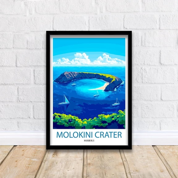 Molokini Crater Maui Travel Print Wall Decor Wall Art Molokini Landscape Wall Hanging Home Décor Hawaiian Coast Gift Art Lovers, Poster Only