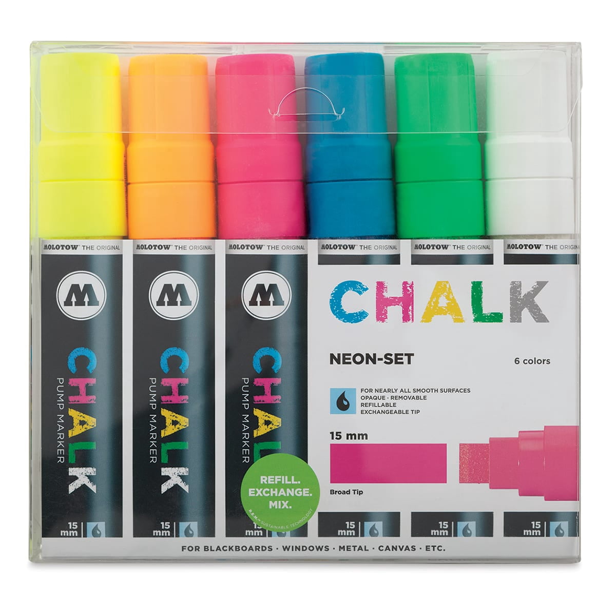 Molotow Chalk Marker - Neon Colors, Set of 6, 15 mm