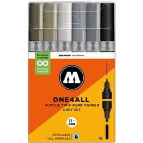 Molotow ONE4ALL 1.5-4mm Acrylic Twin Pump Marker Sets, Grey Set
