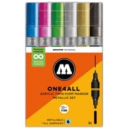Molotow ONE4ALL 1.5-4mm Acrylic Twin Pump Marker Sets, Metallic Set