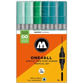 Molotow ONE4ALL 1.5-4mm Acrylic Twin Pump Marker Sets, Tropical Set