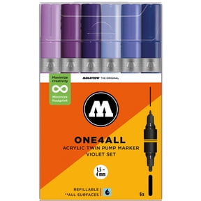 Molotow ONE4ALL 1.5-4mm Acrylic Twin Pump Marker Sets, Violet Set
