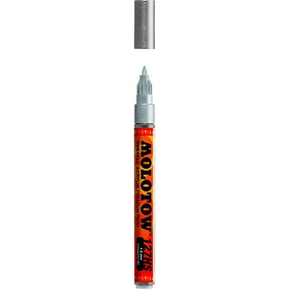 Molotow ONE4ALL Acrylic Paint Marker, 1.5mm, Metallic Silver, 1 Each (127.505)