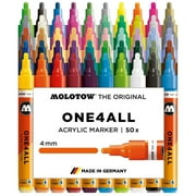 Molotow ONE4ALL Acrylic Paint Marker Complete Set, 4mm, Assorted Colors, 50 Markers/Set, 1 Set Each