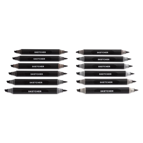 Molotow Sketcher Twin Graphic Markers - Grey Kit 1, Set of 12
