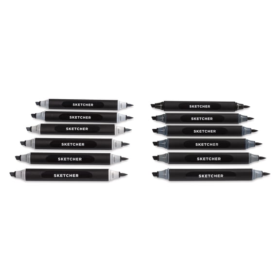 Molotow Sketcher Twin Graphic Markers - Grey Kit 2, Set of 12