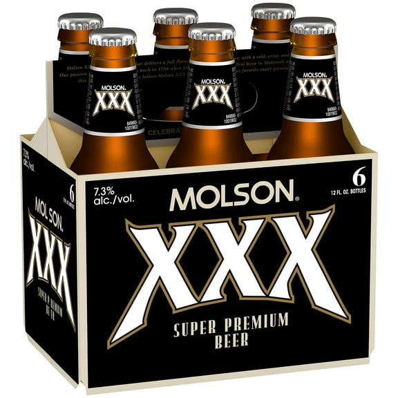 Molson XXX Beer, 6 Pack, 12 fl oz Glass Bottles, 7.3% ABV